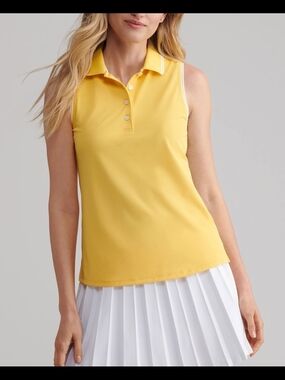 Peter Millar Women's Lemon Drop / White Canterbury Tipped Sport Mesh Sleeveless